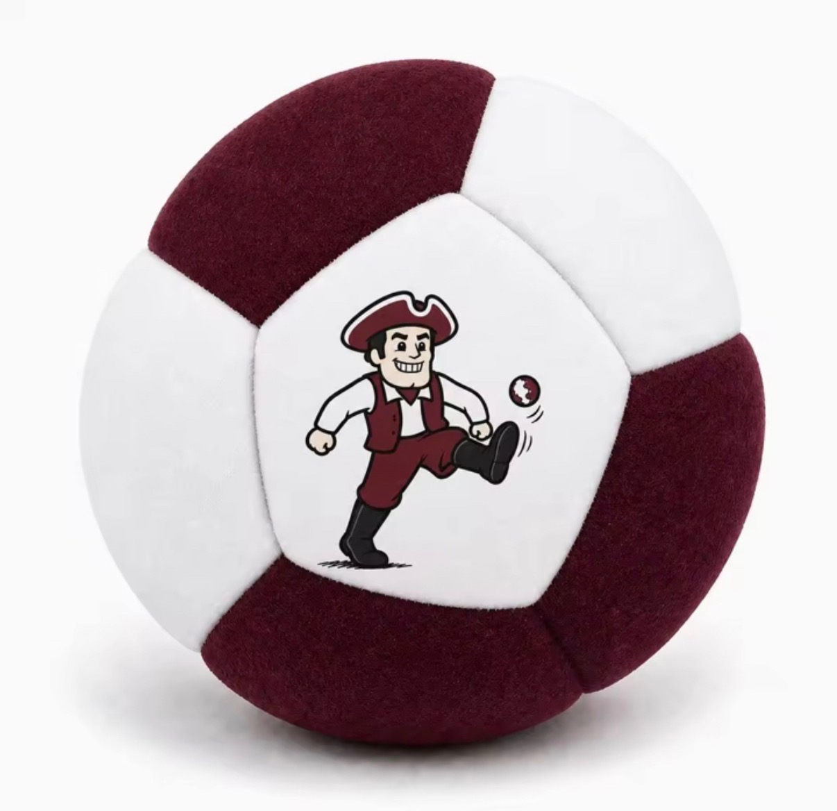 The Amherst Sack — maroon and white hacky sack